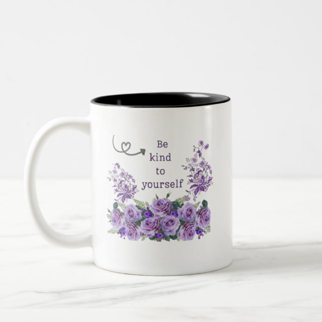 be kind to yourself floral inspirational Mug (Left)