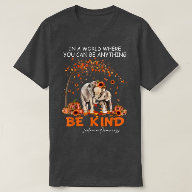 Be Kind Tree Elephant Orange Leukaemia Awareness A T-Shirt (Design Front)