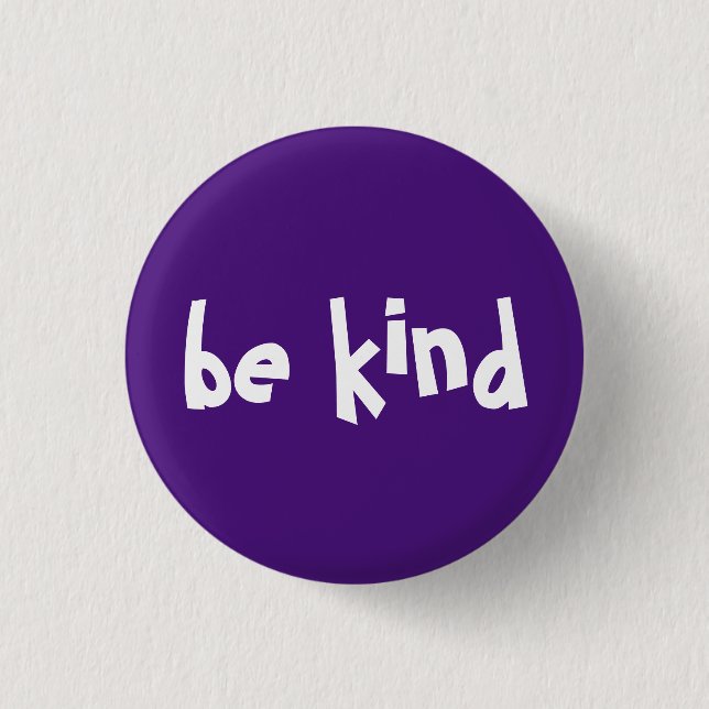 Be Kind Typography Purple White 3 Cm Round Badge (Front)
