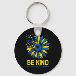 Be Kind Ukraine Stand With Ukraine Sunflower Ukrai Key Ring