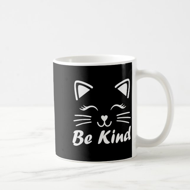 Be Kind Unity Day Cute Cat Anti Bullying Kindness  Coffee Mug (Right)
