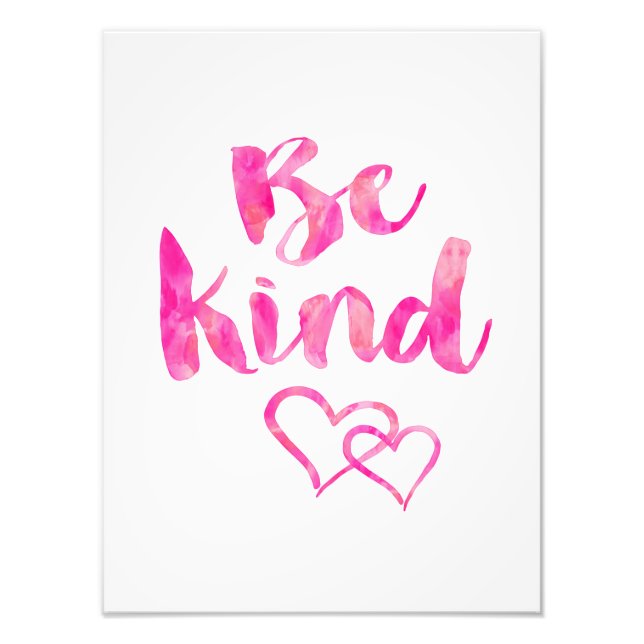 Be Kind Watercolor Inspirational Quote Motivationa Photo Print (Front)