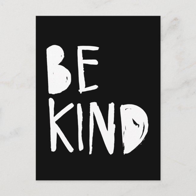 Be Kind | White Brush Script Style Postcard (Front)
