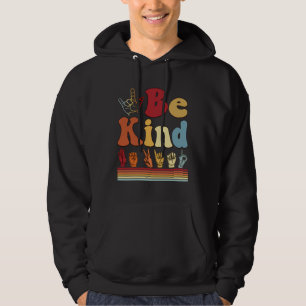 Be Kind Women Sign Language Graphic Deaf Pride AS Hoodie