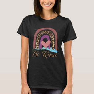 Be Kind Womens Cute Rainbow Leopard Graphic Inspir T-Shirt