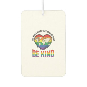Be Kind World Heart Rainbow Vector T-Shirt Design_ Car Air Freshener