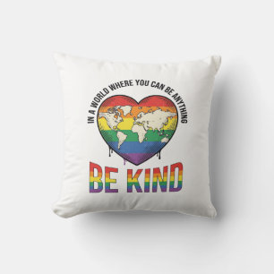 Be Kind World Heart Rainbow Vector T-Shirt Design_ Cushion