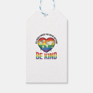 Be Kind World Heart Rainbow Vector T-Shirt Design_ Gift Tags