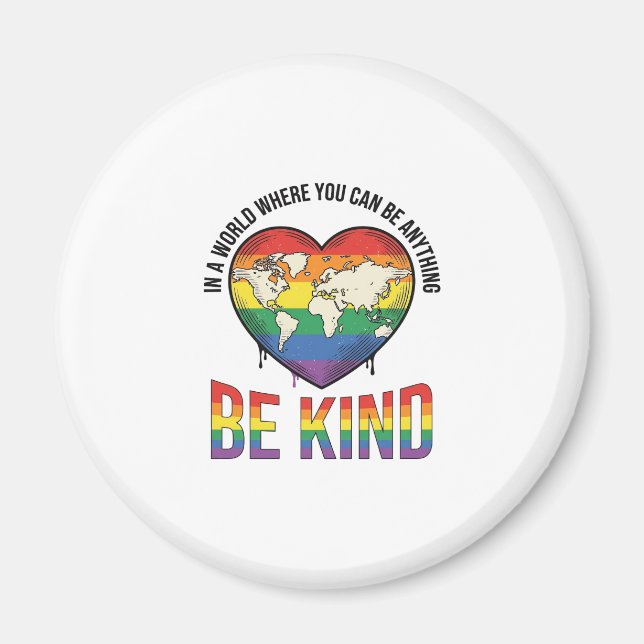 Be Kind World Heart Rainbow Vector T-Shirt Design_ Magnet (Front)