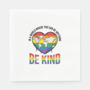 Be Kind World Heart Rainbow Vector T-Shirt Design_ Napkin
