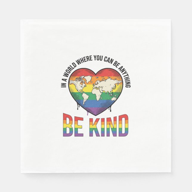 Be Kind World Heart Rainbow Vector T-Shirt Design_ Napkin (Front)