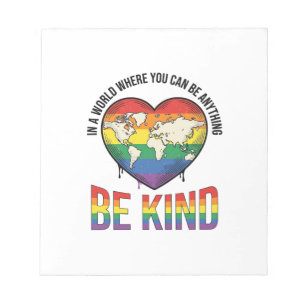 Be Kind World Heart Rainbow Vector T-Shirt Design_ Notepad