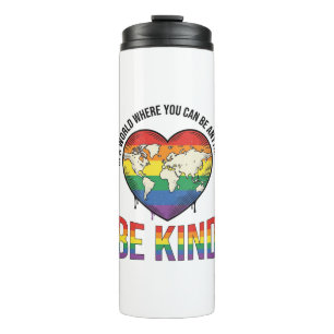 Be Kind World Heart Rainbow Vector T-Shirt Design_ Thermal Tumbler