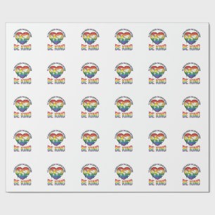 Be Kind World Heart Rainbow Vector T-Shirt Design_ Wrapping Paper