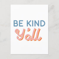 Be Kind Y’all Southern Postcard