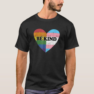 Be Kinds with rainbow and transgender flag Trans L T-Shirt