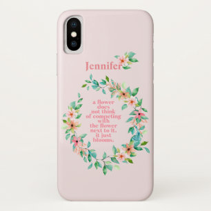 Be Like A Flower Quote Tropical Floral Wreath iPhone X Case