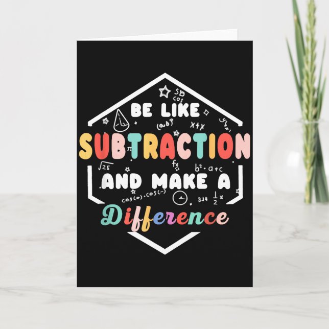 Be Like Subtraction Math Quote Chalkboard Teacher  Card (Front)