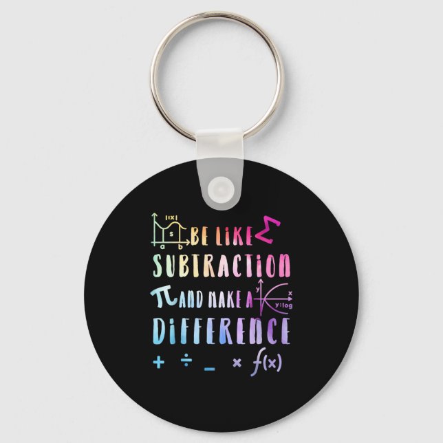 Be Like Subtraction Math Quote For Teachers Studen Key Ring (Front)