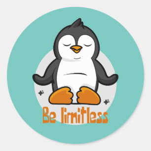 Be Limitless Kawaii Funny Penguin Doing Yoga Poses Classic Round Sticker