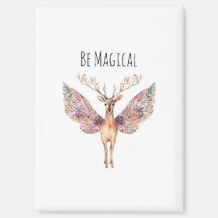 Be Magical Deer Purple Wings Butterfly Magnet