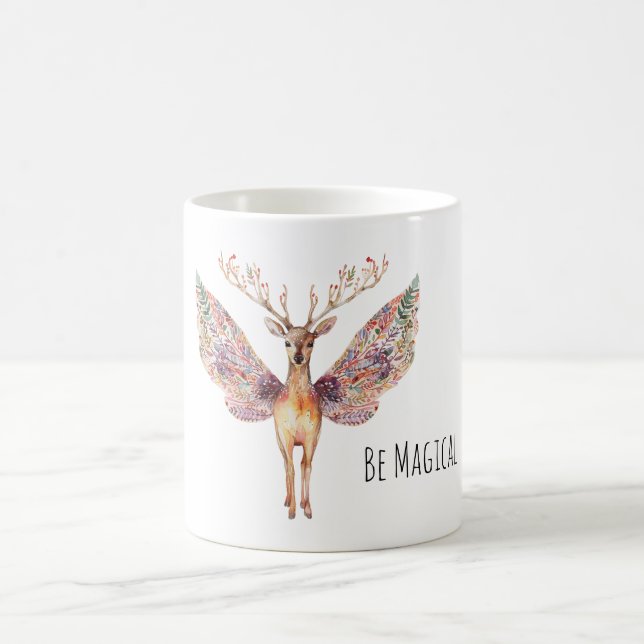 Be Magical Deer Purple Wings Coffee Mug (Center)