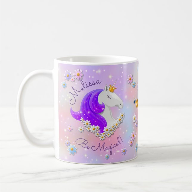 Be Magical Purple Unicorn Princess Sparkle Coffee Mug (Left)