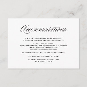 Be Married   Accommodation Enclosure Card