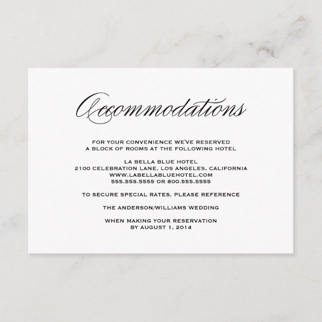 Be Married | Accommodation Enclosure Card (Front)