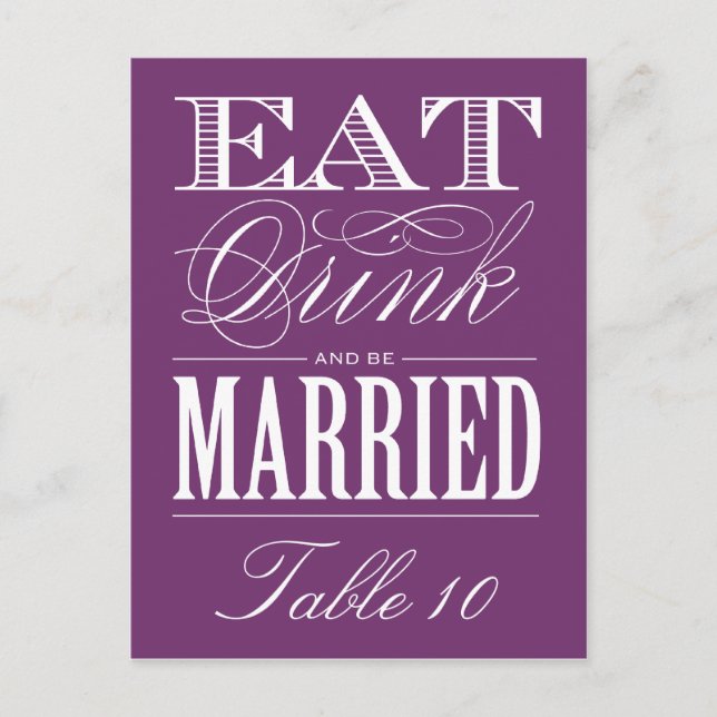 & BE MARRIED | TABLE NUMBER POSTCARD (Front)