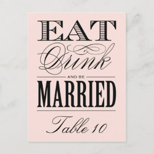 & BE MARRIED TABLE NUMBER POSTCARD