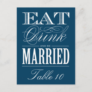 & BE MARRIED TABLE NUMBER POSTCARD
