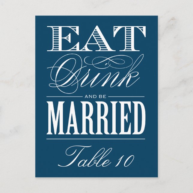 & BE MARRIED | TABLE NUMBER POSTCARD (Front)