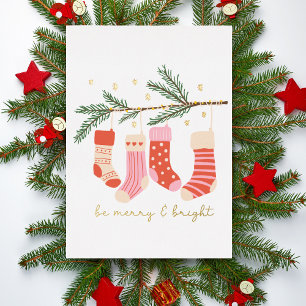 Be Merry and Bright Red & White Christmas Foil Holiday Card