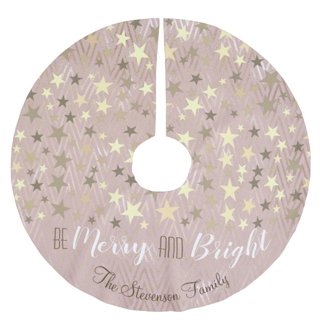 Be Merry and Bright Rose Gold Brushed Polyester Tree Skirt (Front)