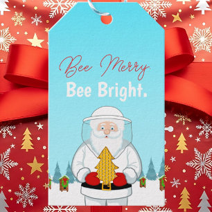 Be Merry. Be Bright. Christmas Beekeeper Santa Gift Tags