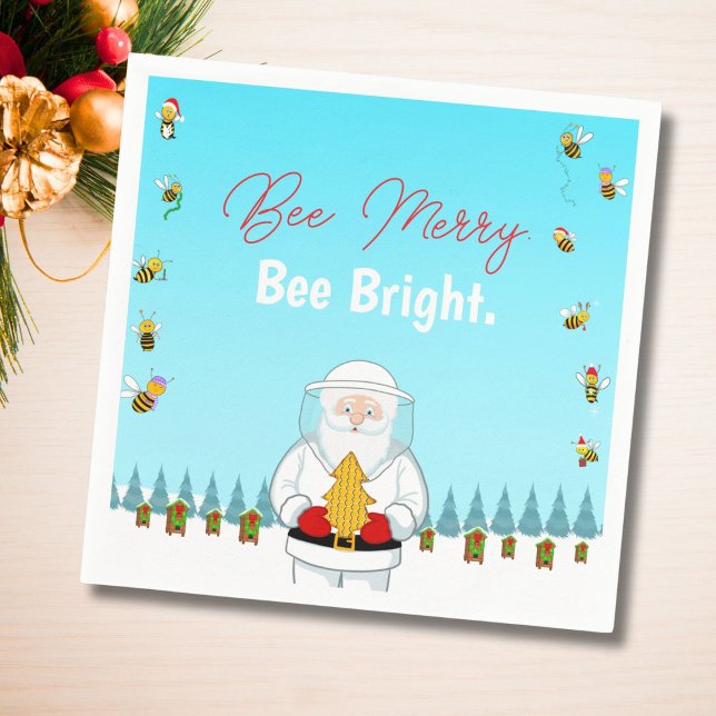 Be Merry. Be Bright. Christmas Beekeeper Santa Napkin (Creator Uploaded)