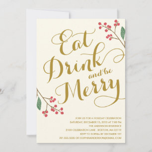 BE MERRY BERRIES   HOLIDAY PARTY INVITATION