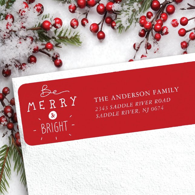 Be Merry & Bright Holiday Return Address Label (Creator Uploaded)