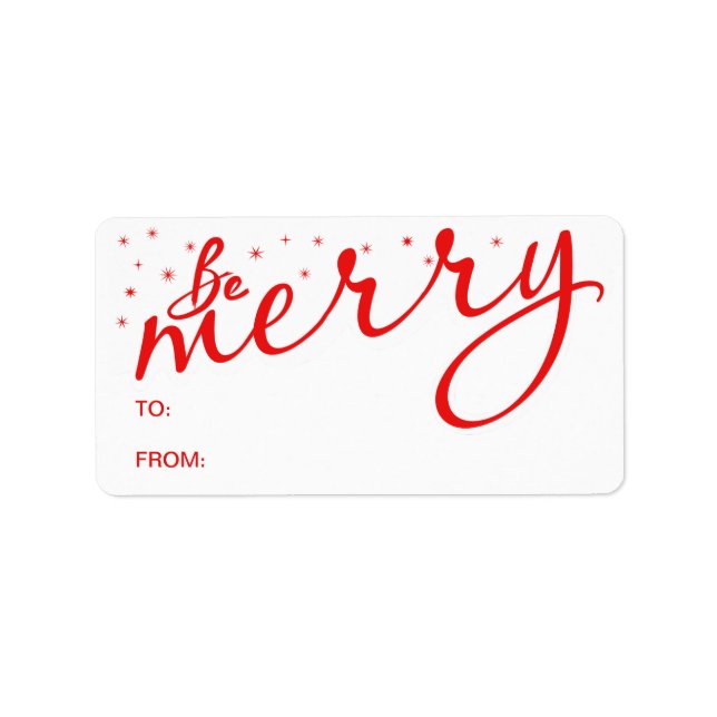 Be Merry Christmas Handwritten Gift Tag Labels (Front)