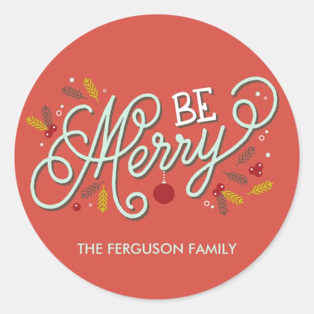 Be Merry Christmas Holiday Stickers (Front)