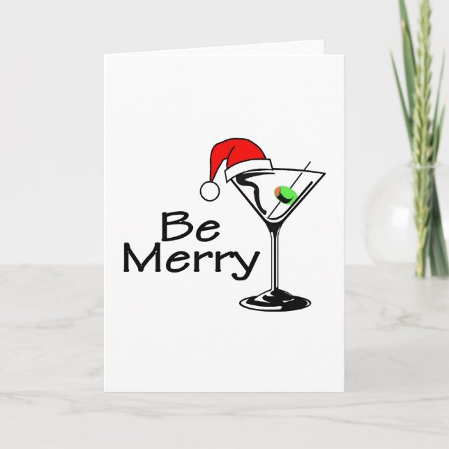 Be Merry Christmas Martini Holiday Card (Front)