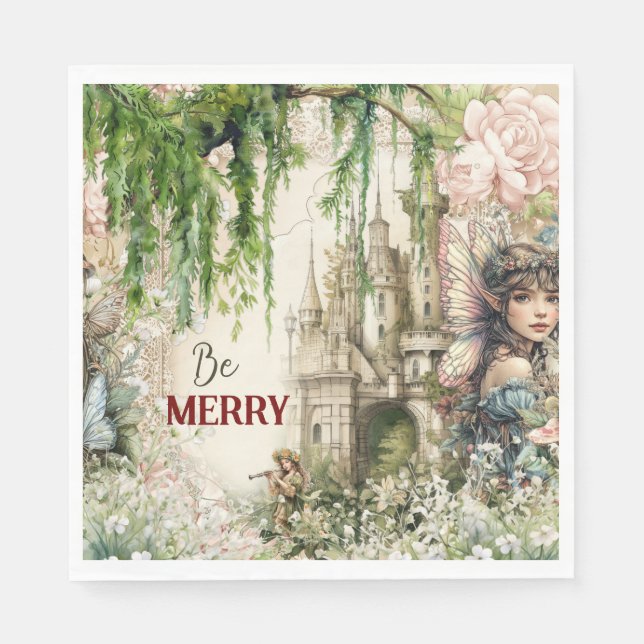 Be Merry Fairy Castle Napkin – Enchanted Woodland  (Front)