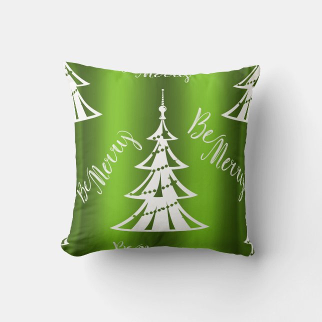 Be Merry Green Christmas Cushion (Front)