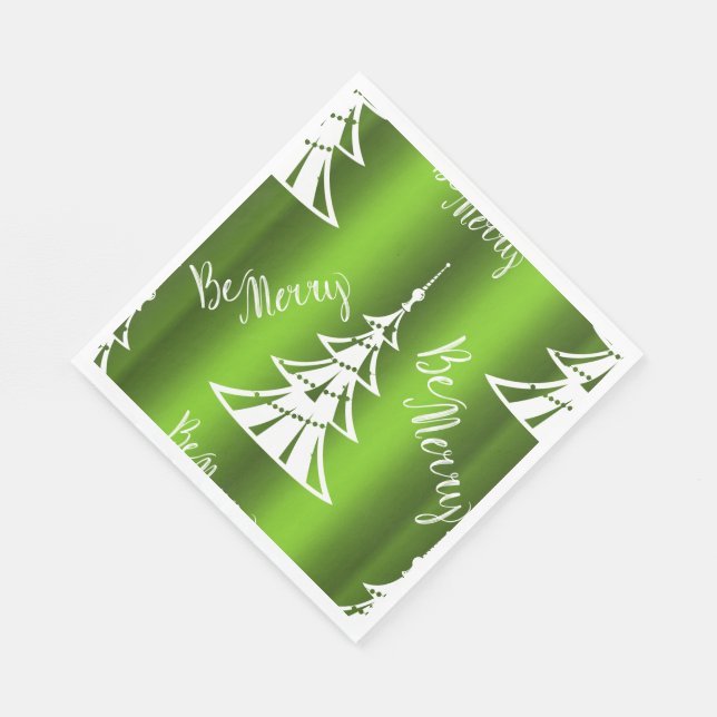 Be Merry Green Christmas Napkin (Corner)