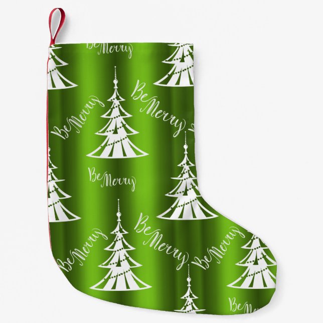 Be Merry Green Christmas Small Christmas Stocking (Front)