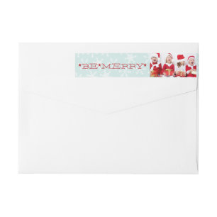BE MERRY HOLIDAY PHOTO RETURN ADDRESS WRAP AROUND LABEL
