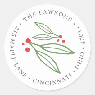 Be Merry Holiday Round Return Address Label