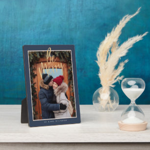 Be Merry Modern Couple Christmas Photo Keepsake Plaque
