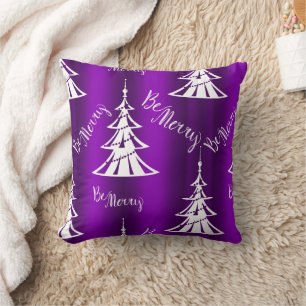 Be Merry Purple Christmas Cushion